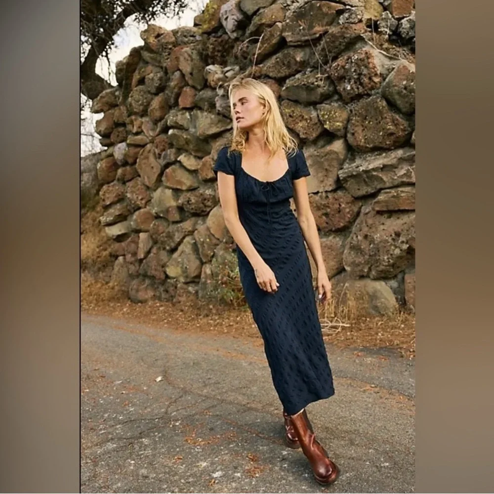 Free People Midi Dress Cap Sleeves
